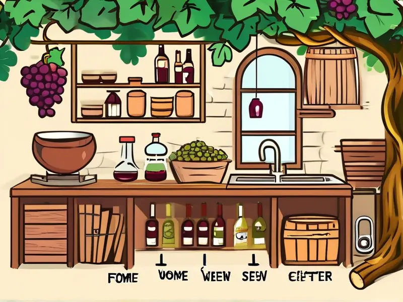 家庭葡萄酒酿造步骤示意图