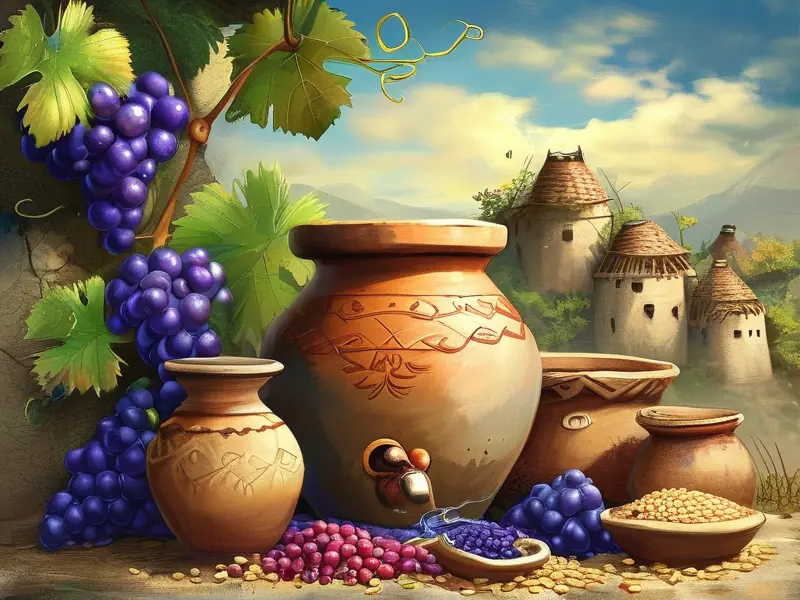 古代人类酿造酒的历史场景