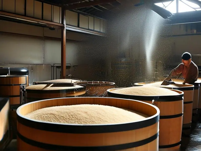 獭祭清酒传统酿造工艺实拍图