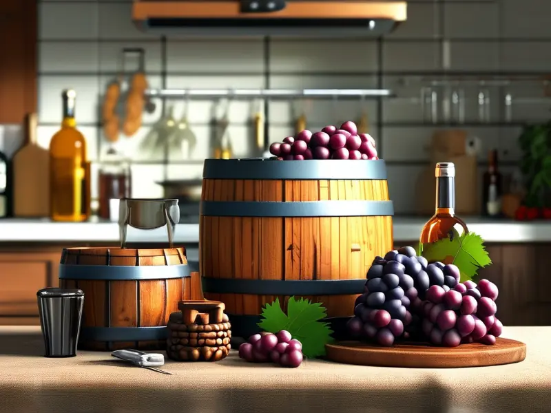 家庭酿酒工具与原料摆放示意图