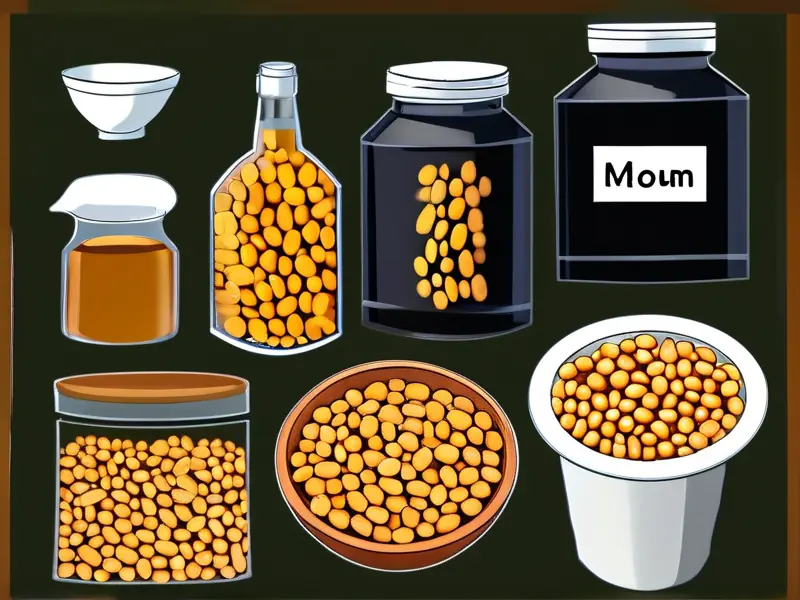 制作酒豆子的材料与发酵过程示意图