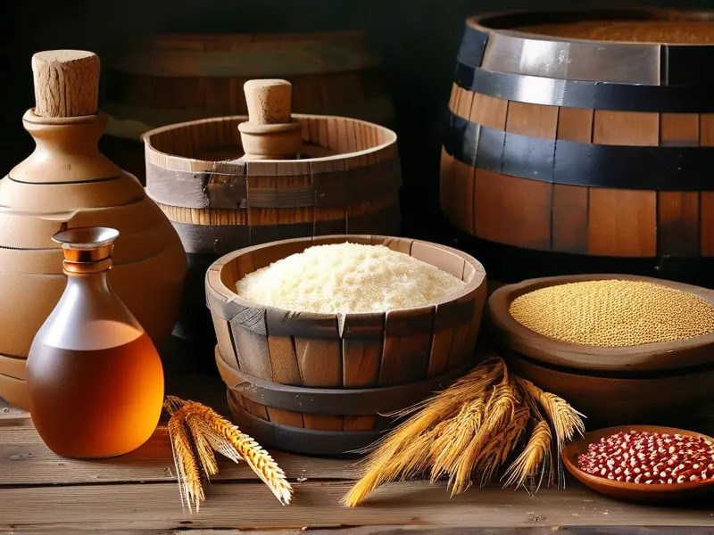 家庭酿酒原料和发酵过程展示