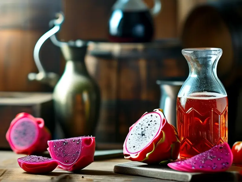 家庭自制火龙果酒原料准备与发酵过程实拍