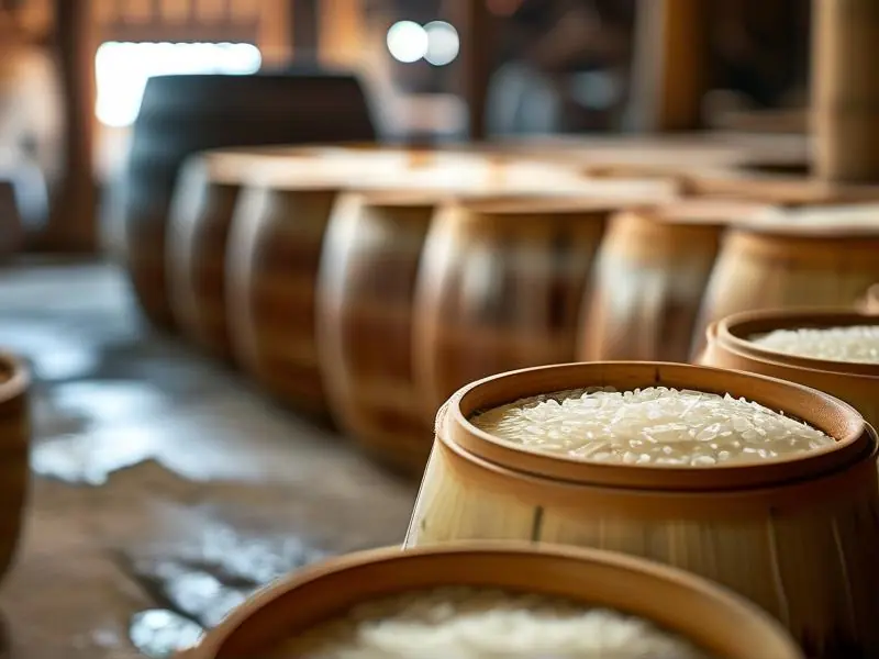 传统竹酒灌装过程实拍图