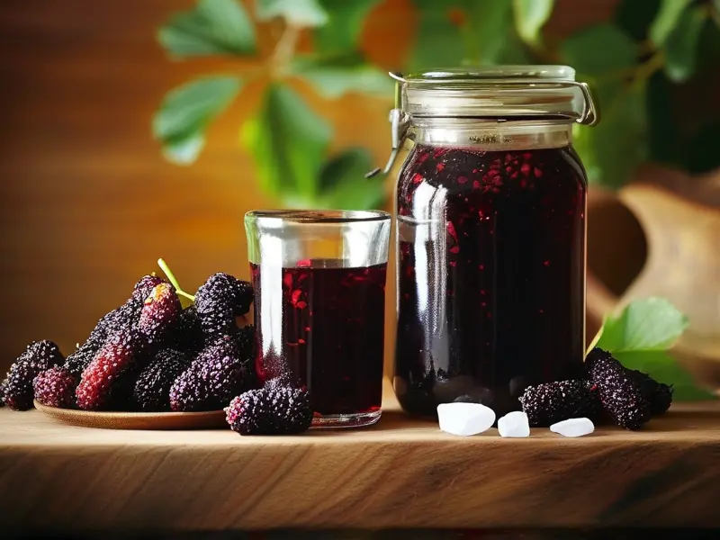 家庭自制桑葚酒原料与制作过程实拍图