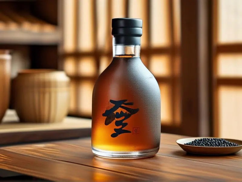 传统烧酒瓶与酿造原料展示