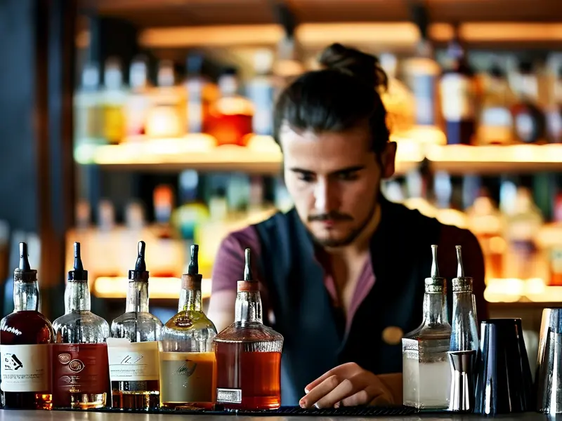 专业调酒师调制鸡尾酒