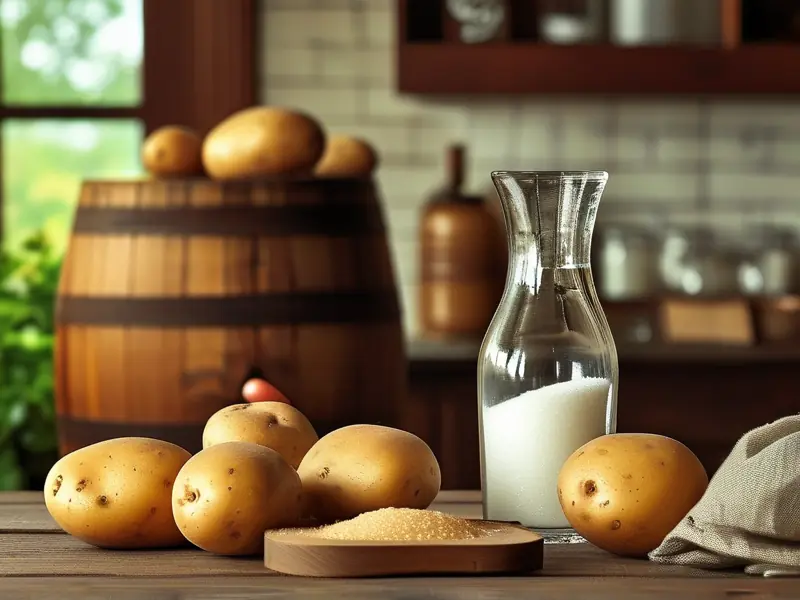 土豆酿酒原料与成品展示图