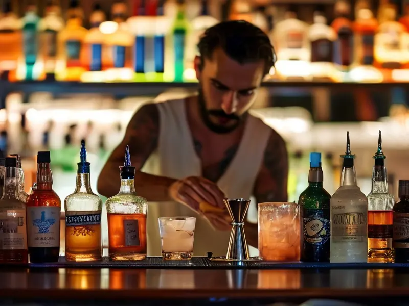 调酒师调制鸡尾酒