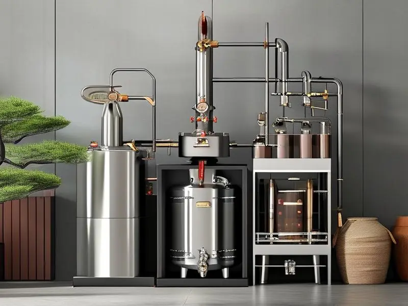 小型酿酒烧酒设备实际操作展示图