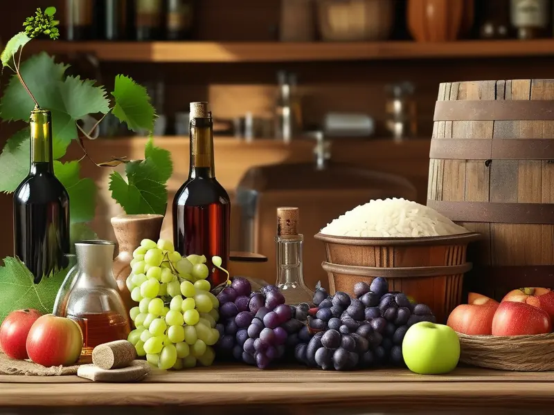 常见酿酒原料与工具展示