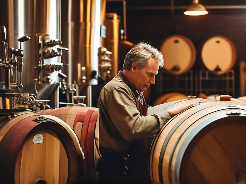 酿酒师检查酒液