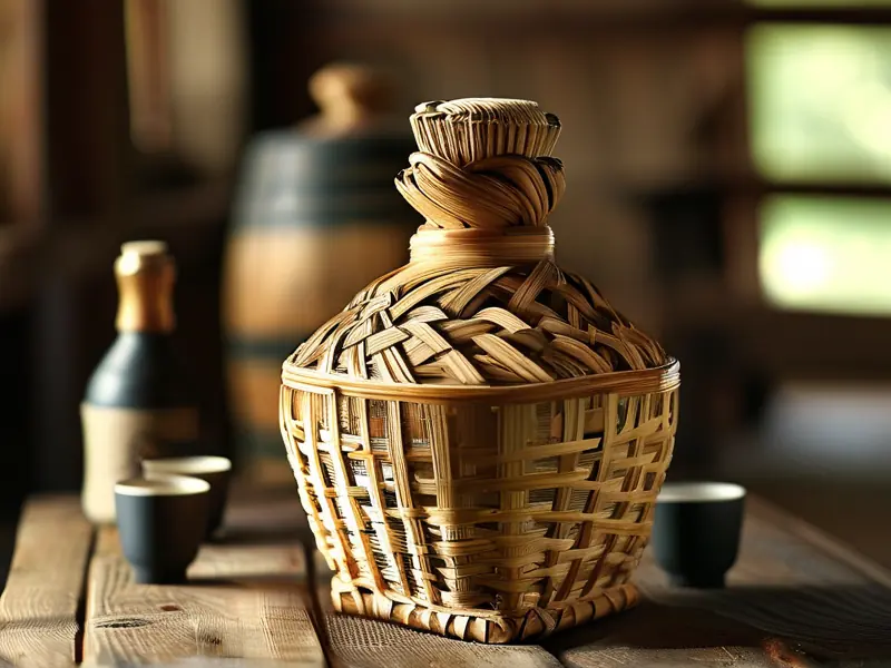 传统竹编酒篓使用场景展示