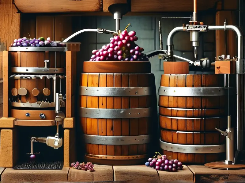 家庭葡萄酒酿造过程示意图