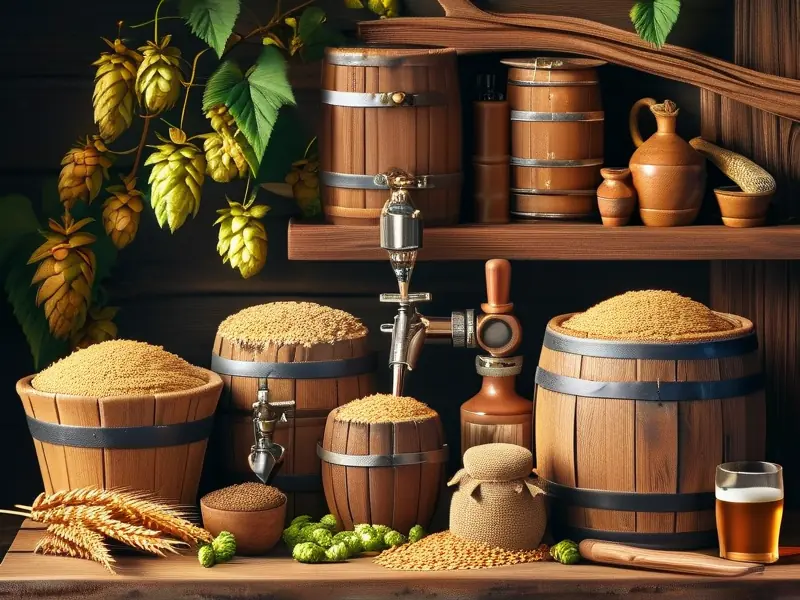 家庭啤酒酿造原料与设备展示