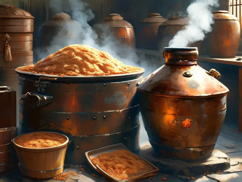 传统高度白酒蒸馏过程实拍图