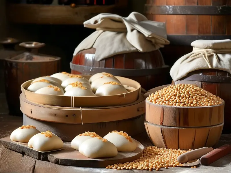 传统做酒豆包的制作过程
