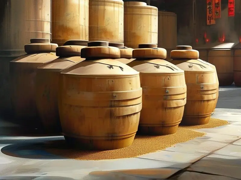 白酒酿造原料发酵过程示意图