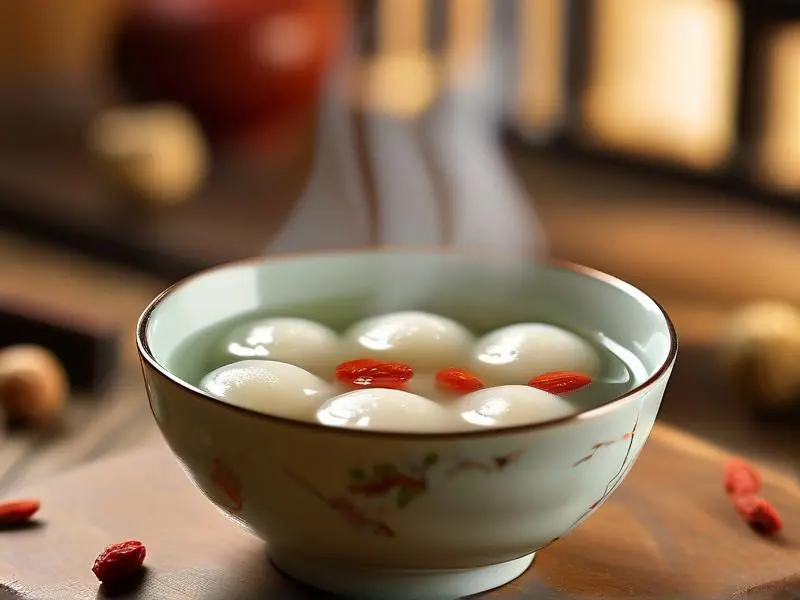 白酒煮小汤圆的成品图