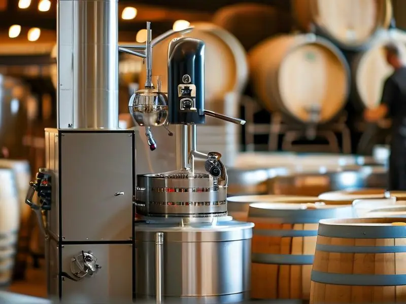 打糟机酿酒设备在酿酒车间中的工作场景