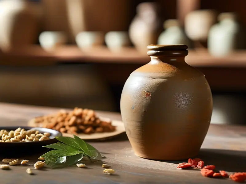 杜仲泡酒原料与成品展示图