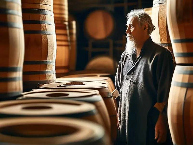 传统酿酒师检查凤香型白酒的发酵过程