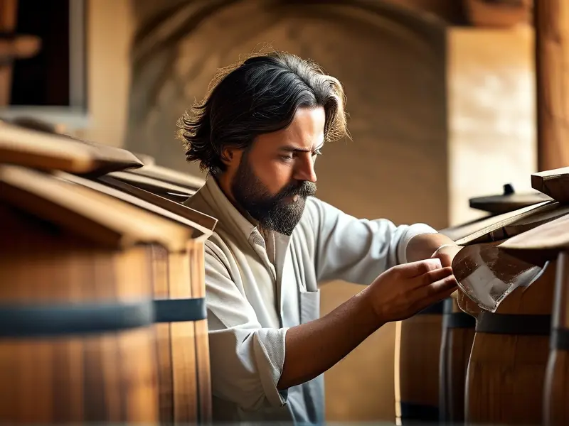 酿酒师检查固态发酵酒过程