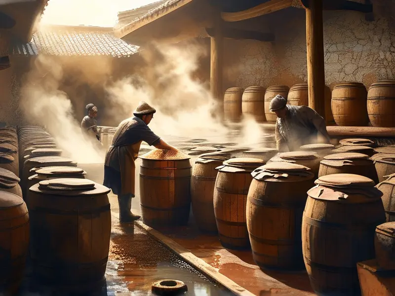 酱香白酒传统酿造工艺现场