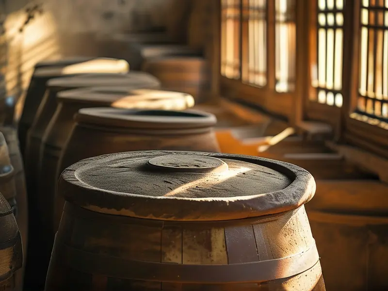 传统酿酒缸与醋坛对比展示