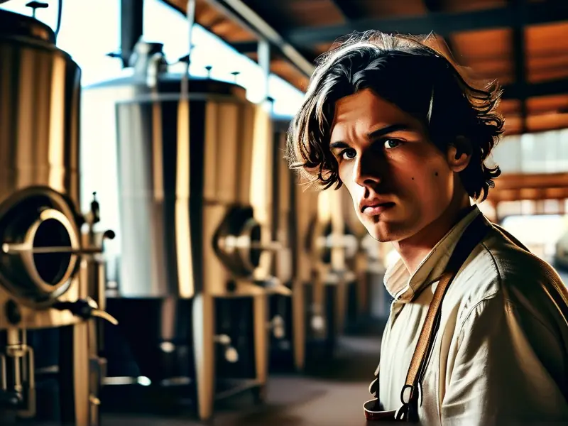 酿酒师在现代化酒厂工作场景