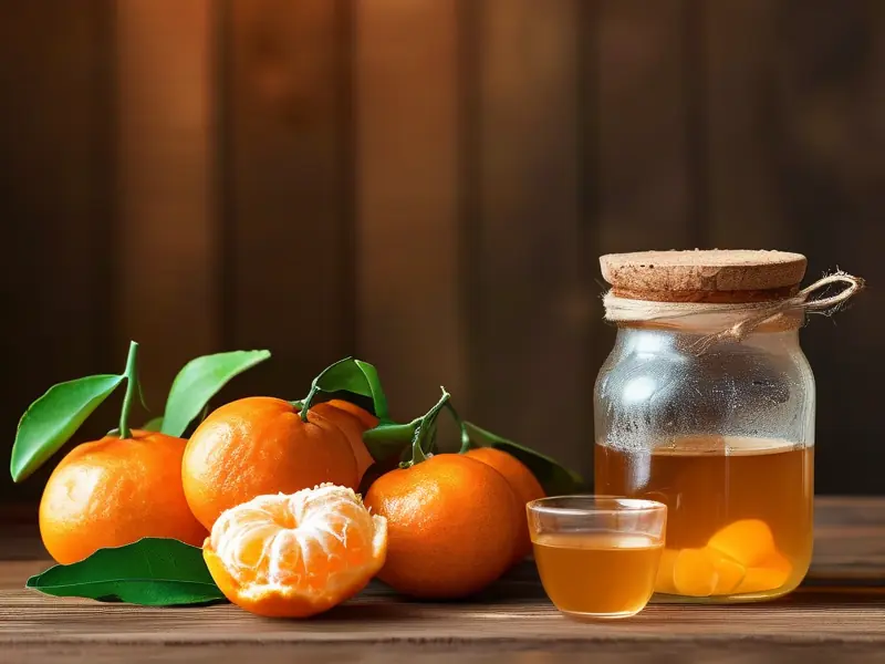 新鲜沙糖桔与自制沙糖桔酒对比展示