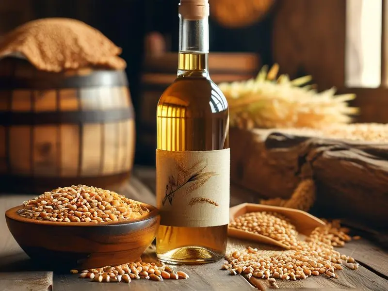纯粮食酿造的酒和酿酒原料展示
