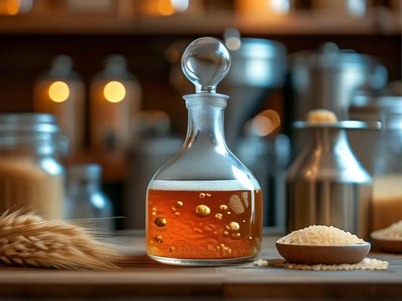 糖化酶酿酒过程中的发酵液体特写