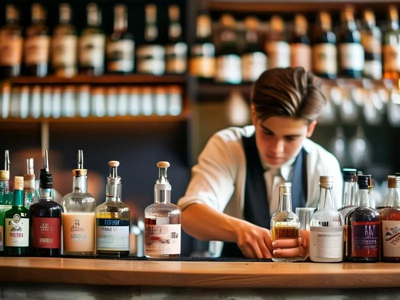 调酒学习班学员练习调酒技巧