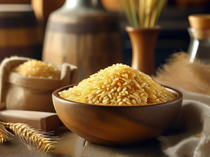 自制小麦酒米成品展示及酿酒工具