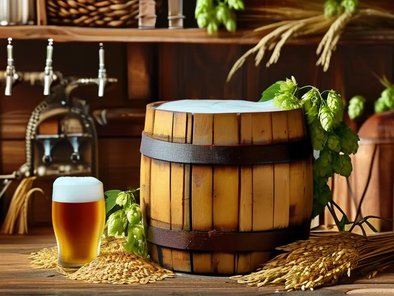 传统大麦啤酒酿造场景展示