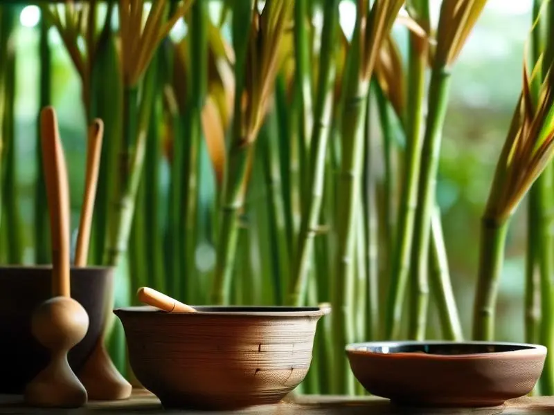 新鲜竹材准备用于酿造竹子酒的过程