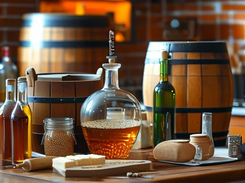家庭酿酒所需工具与材料展示