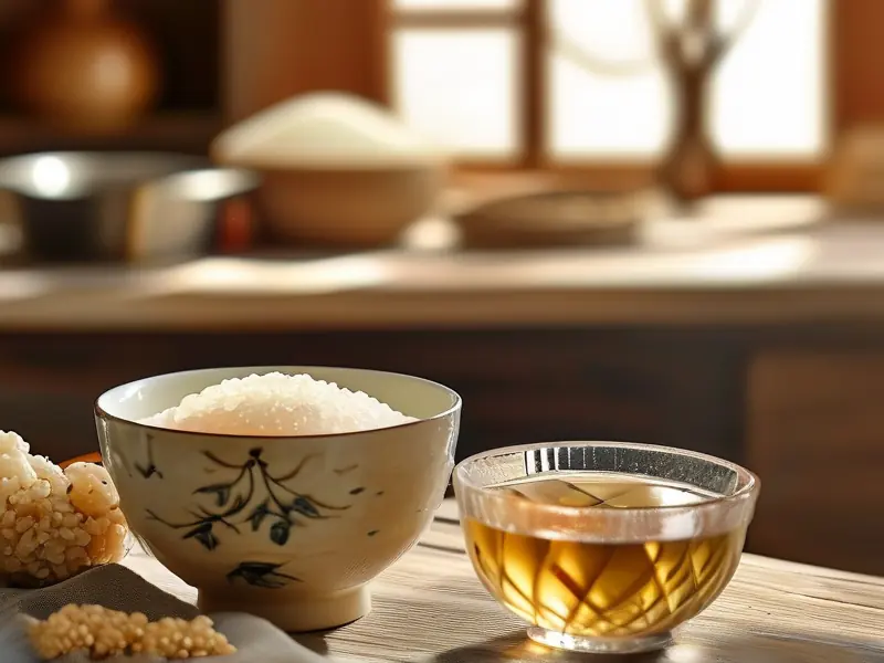 自制甜白酒原料和成品展示