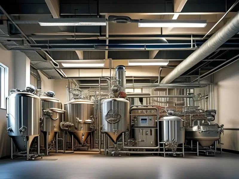 自酿啤酒设备酿造厂家生产车间实景