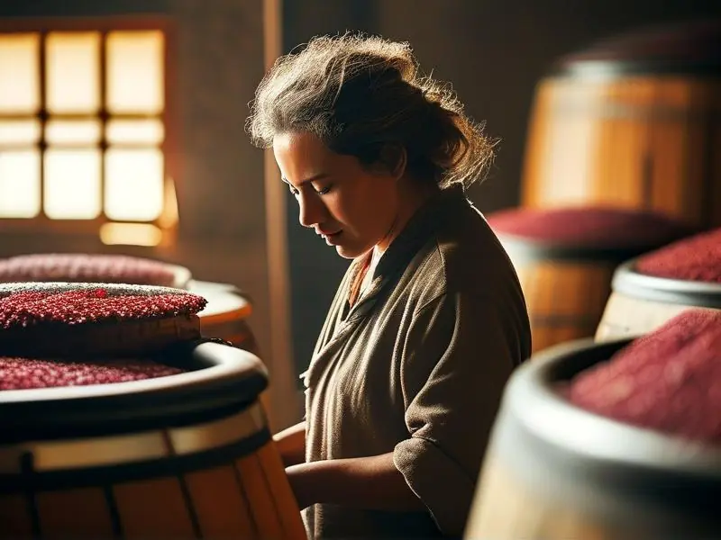 酿酒师检查白酒发酵过程