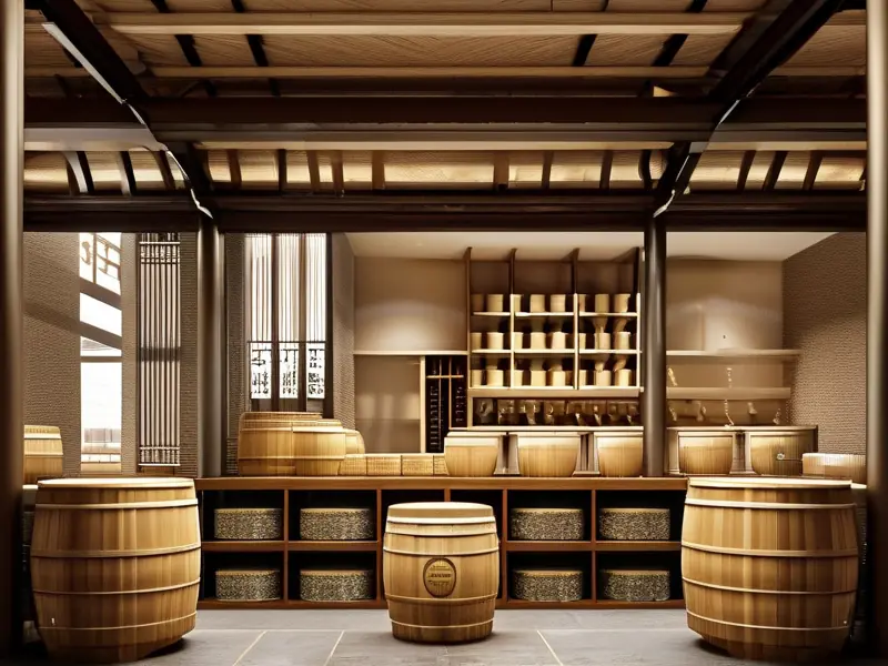 传统与现代结合的白酒酿造场景