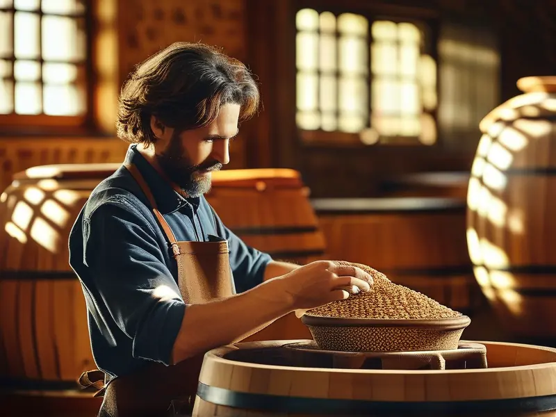 酿酒师检查清香型白酒发酵过程