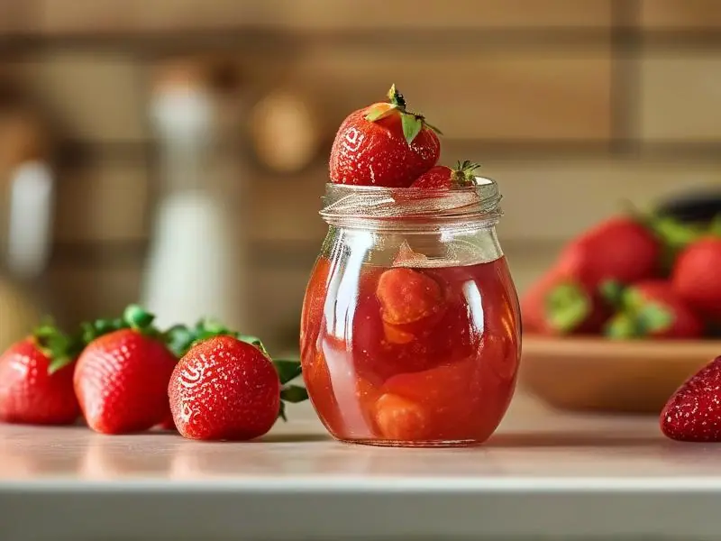 自制草莓果酒不加白酒的原料与成品展示