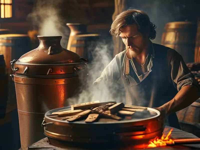 传统柴火酿酒设备工作实景图