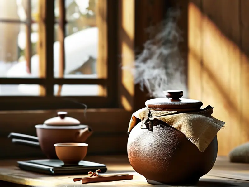 冬天室内酿酒发酵场景，展示温度控制与保温方法