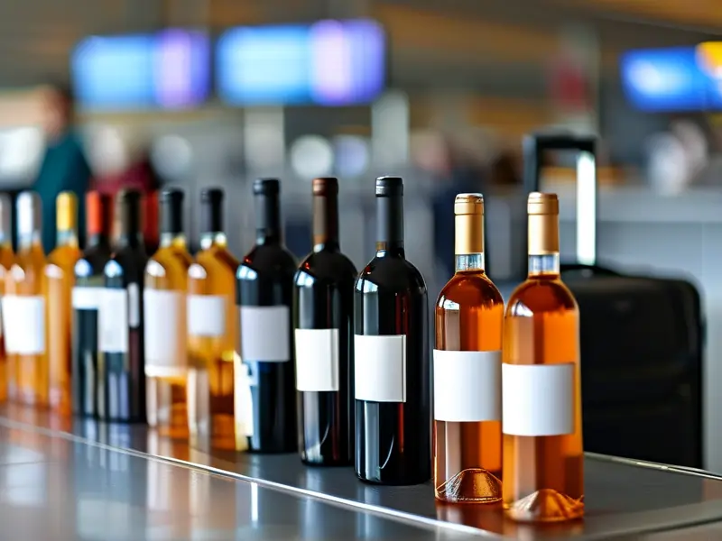 机场托运酒类物品的实景照片