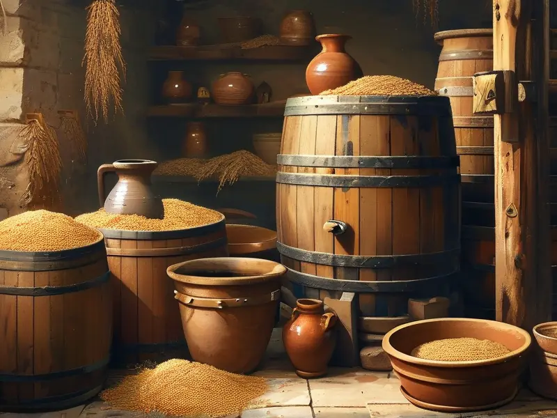 古代酿酒工艺场景图