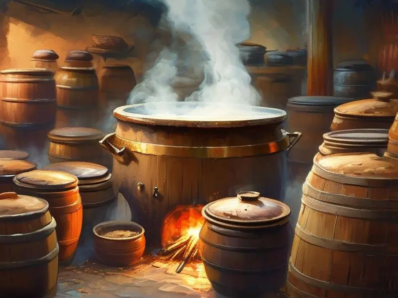 传统天锅酿酒工艺现场操作图