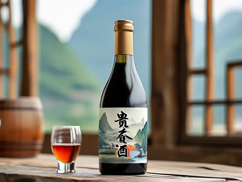 贵州纯酿酒52度酒瓶及酒杯展示